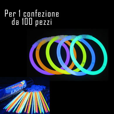 100 braccialetti luminosi bracciali fluorescenti in colori assortiti